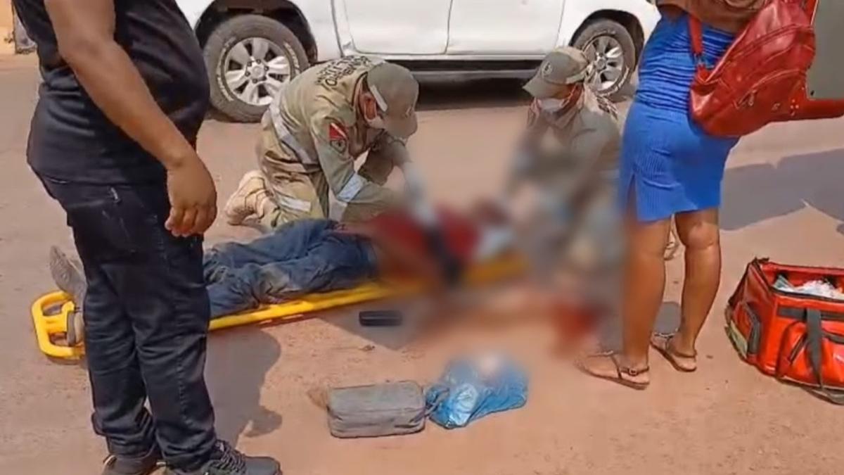 Ciclista ferido ao chão