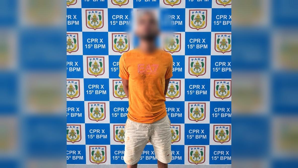 Suspeito apresentado no 15º BPM após prisão em flagrante.
