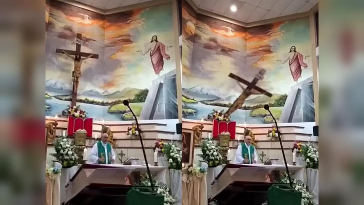 Padre morre depois que cruz de altar cai sobre sua cabeça. — Foto: Reprodução/Instagram
